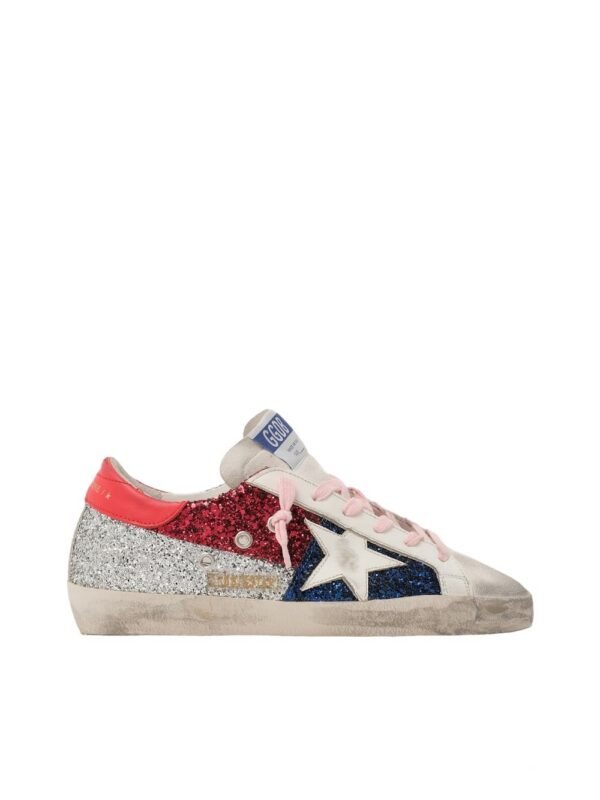 Golden Goose Glitter Detail Superstar Trainers In White