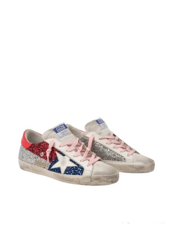 Golden Goose Glitter Detail Superstar Trainers In White - Image 2