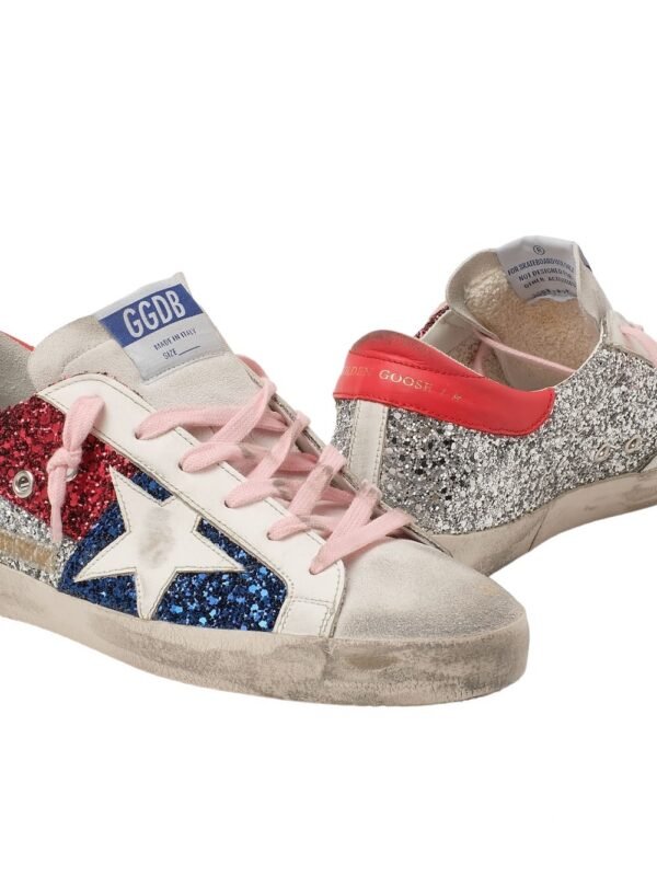 Golden Goose Glitter Detail Superstar Trainers In White - Image 4