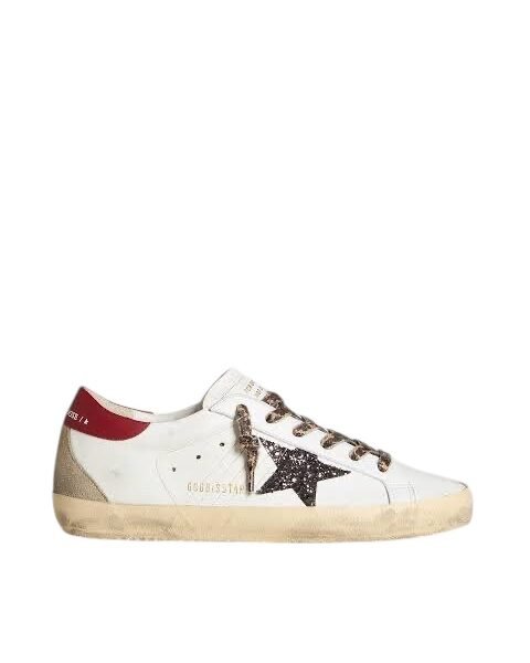 Golden Goose Super-Star in nappa with glitter star and red nappa heel tab