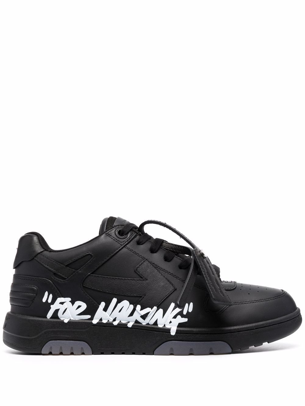 OFF-WHITE Out Of Office OOO "For Walking" Low Tops Black White
