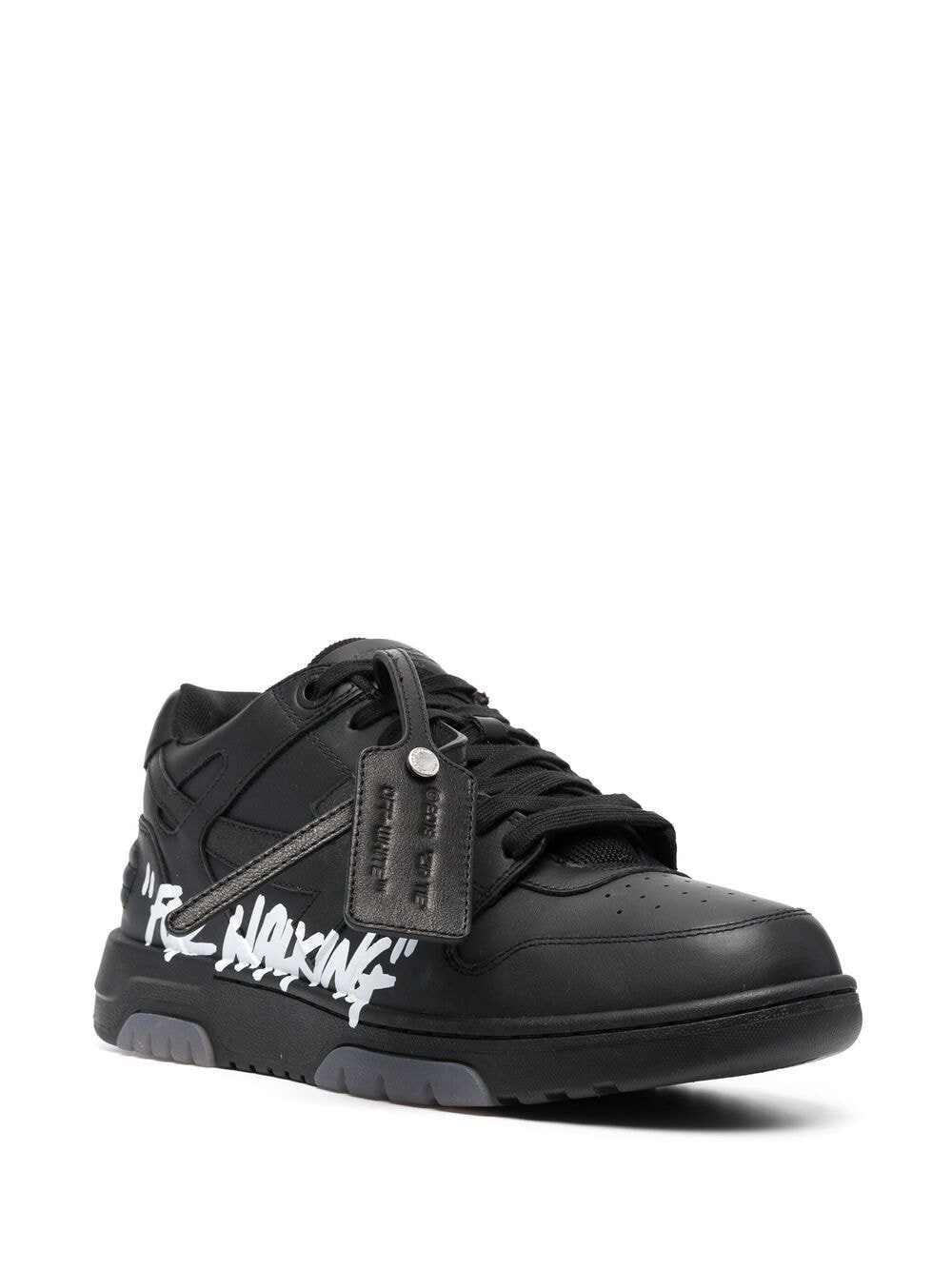 OFF-WHITE Out Of Office OOO "For Walking" Low Tops Black White - Image 2