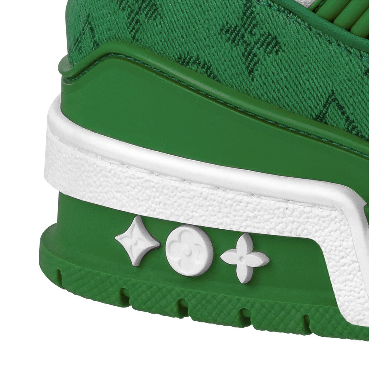 Louis Vuitton Trainer Green Monogram Denim White - Image 5