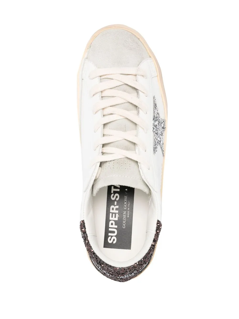 Golden Goose Super-Star with silver star and brown glitter heel tab - Image 4