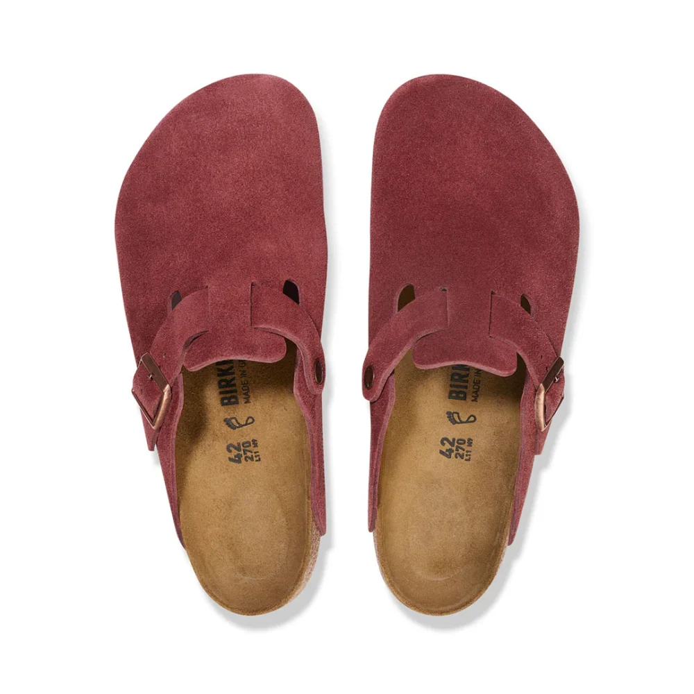 Birkenstock Red Boston Suede Clogs - Image 3