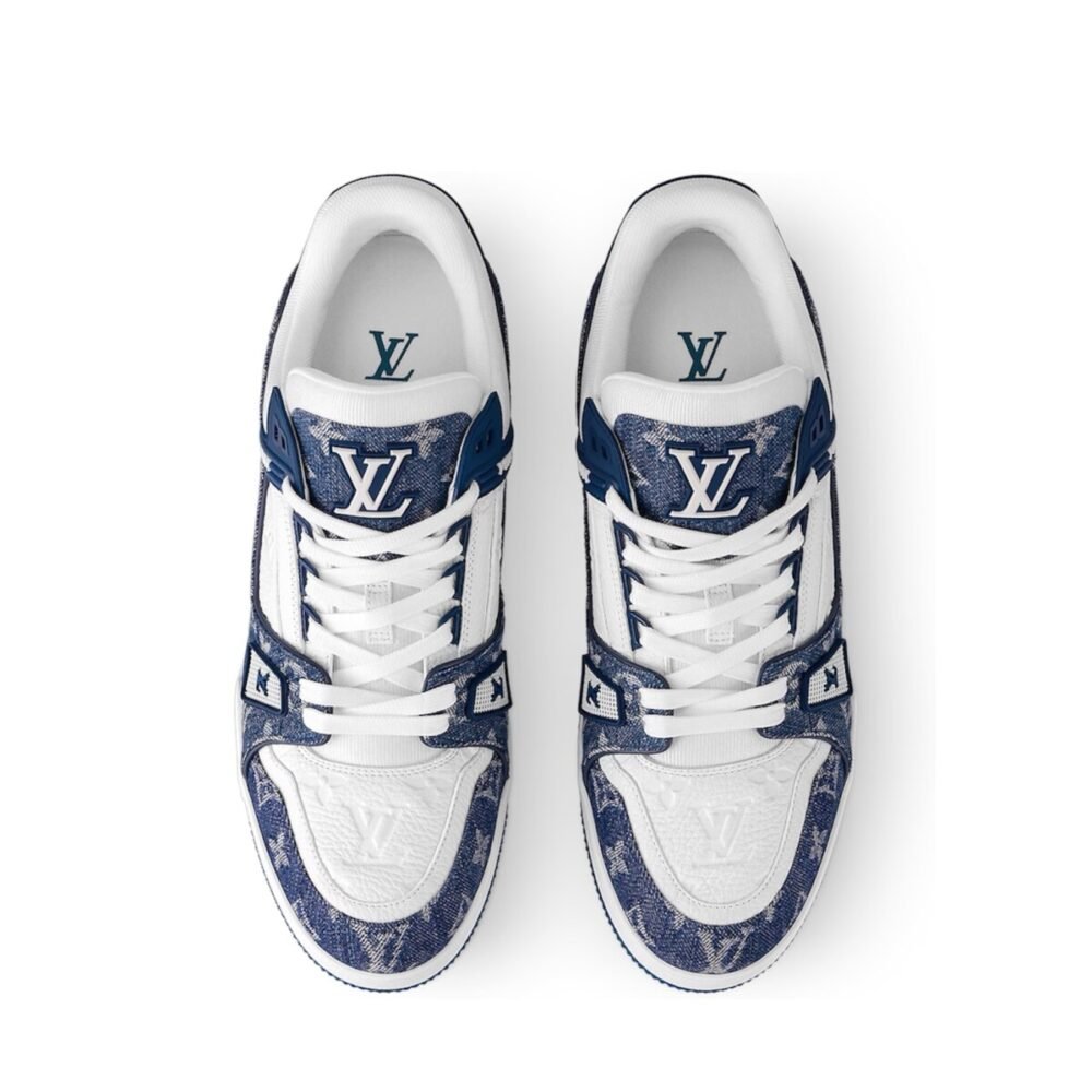Louis Vuitton LV Trainer Monogram Denim White Blue - Image 3