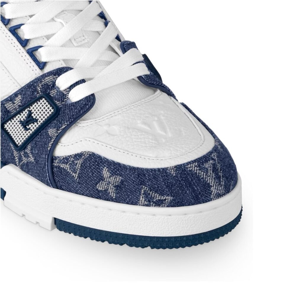 Louis Vuitton LV Trainer Monogram Denim White Blue - Image 4