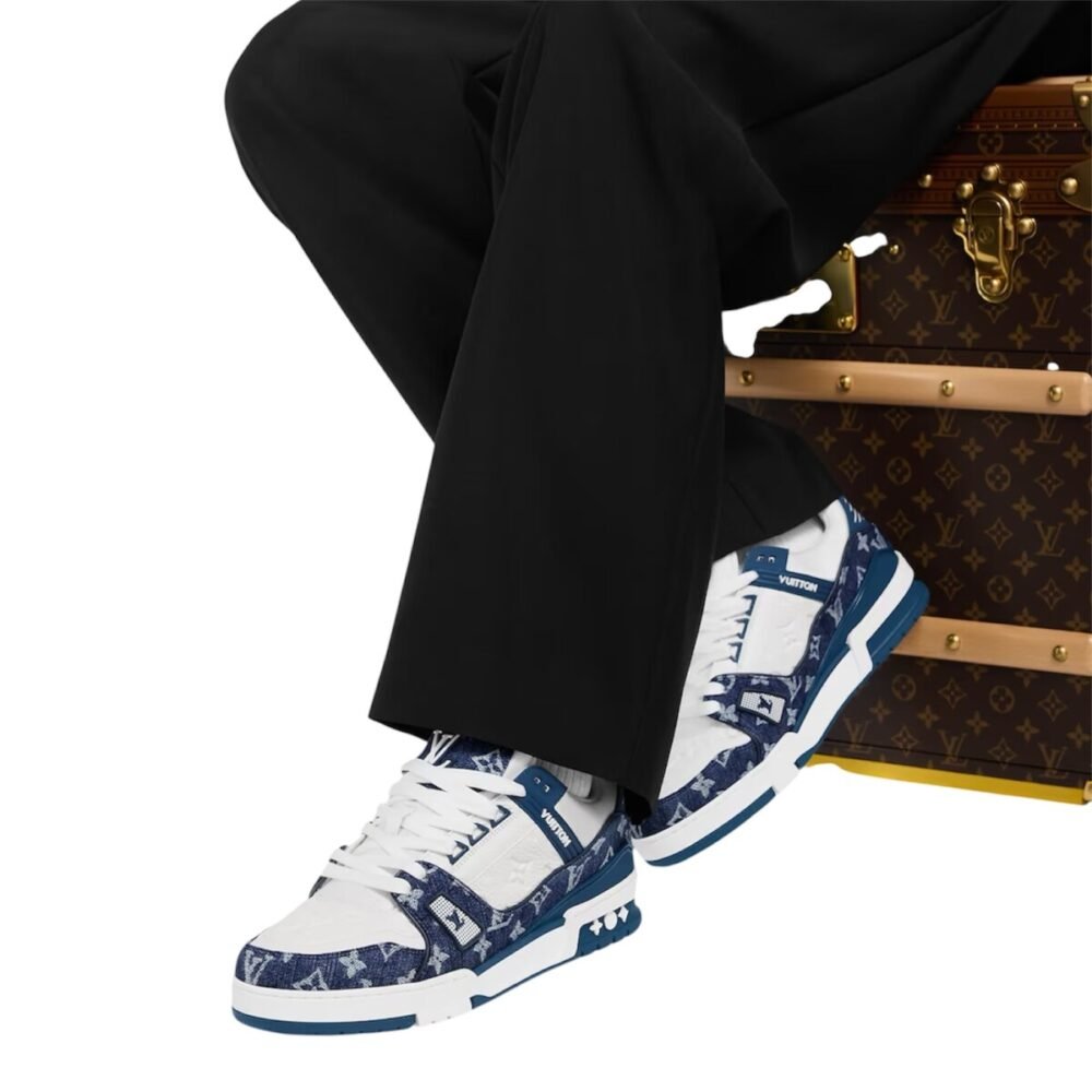 Louis Vuitton LV Trainer Monogram Denim White Blue - Image 8