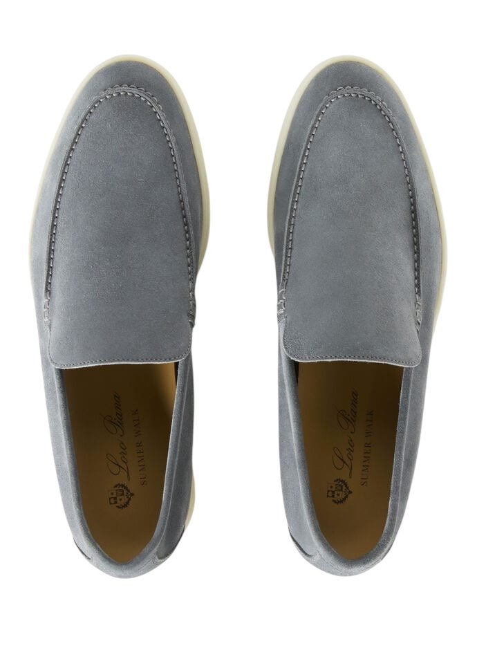 Loro Piana Summer Walk Loafer Suede Frozen Blue - Image 4