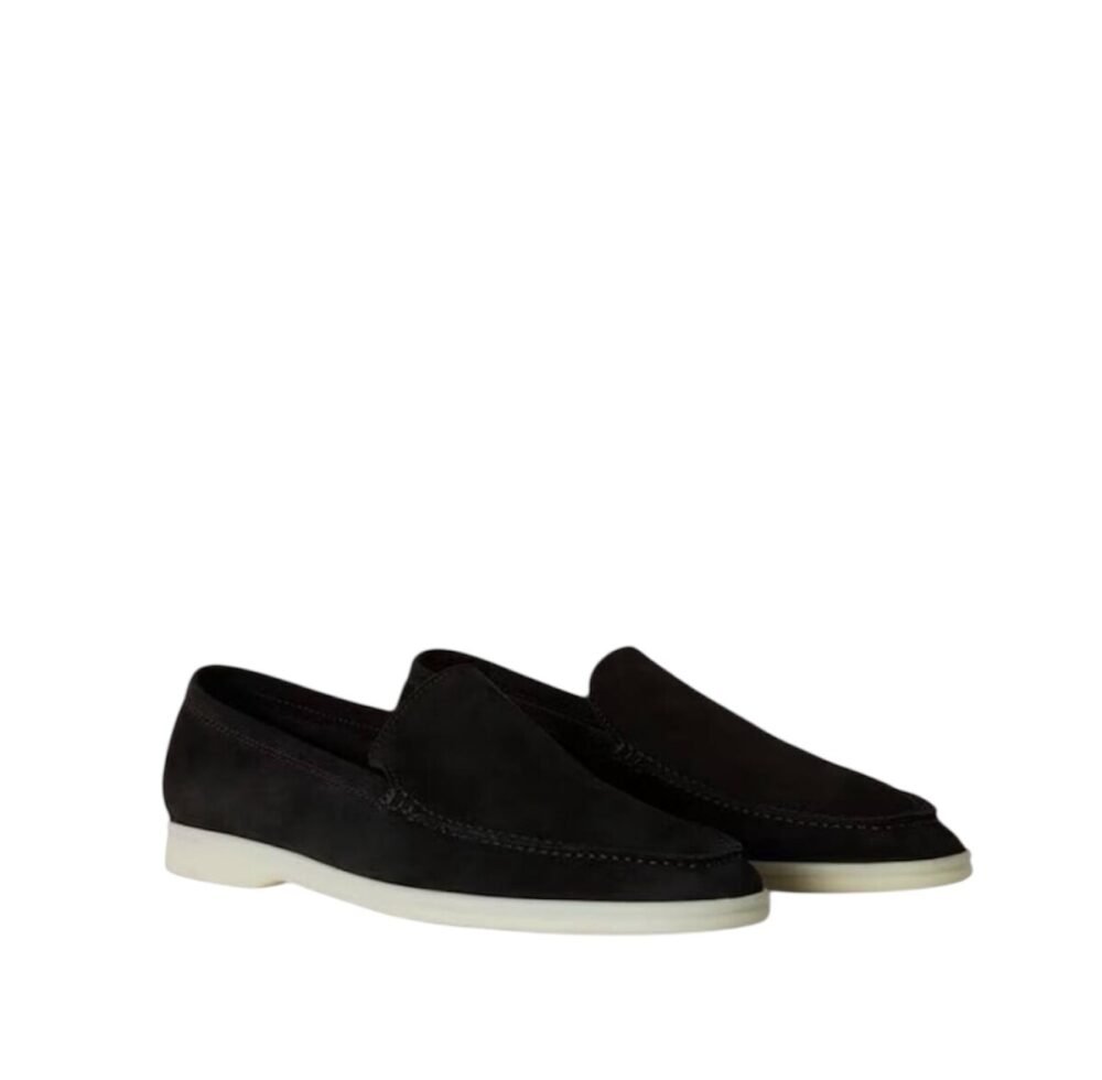 Loro Piana Summer Walk Loafer Suede Black - Image 2