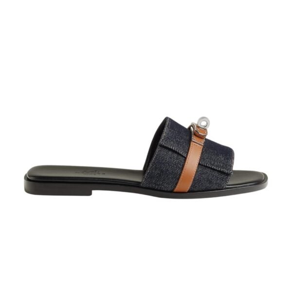 Hermes Giulia sandal Bleu Brut Naturel