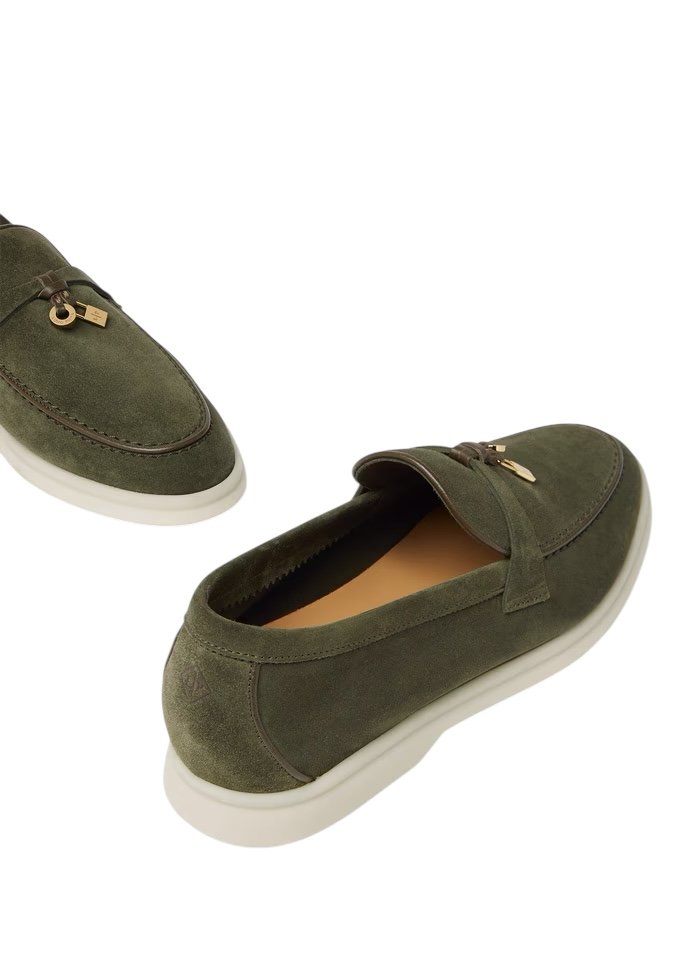 Loro Piana Summer Charms Walk Loafer Suede Ribbon Green - Image 5