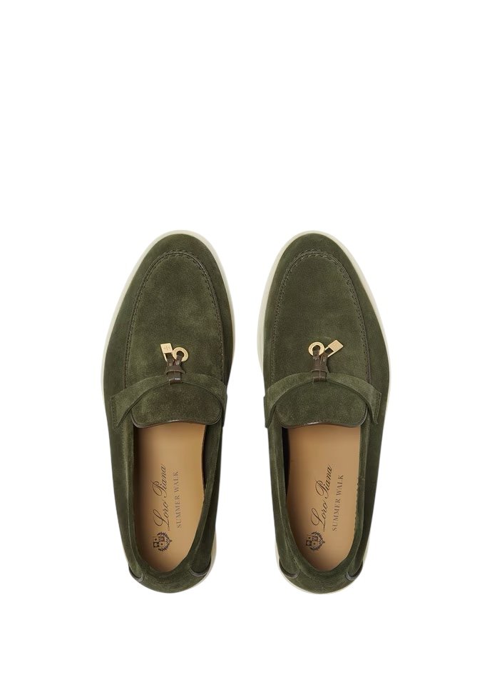 Loro Piana Summer Charms Walk Loafer Suede Ribbon Green - Image 4