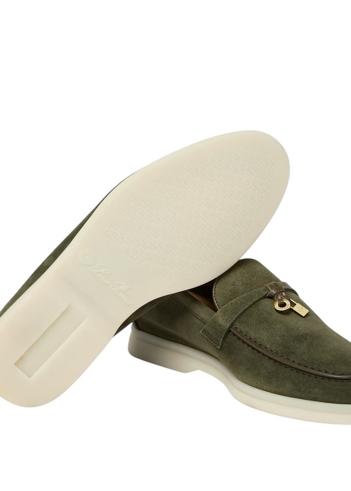 Loro Piana Summer Charms Walk Loafer Suede Ribbon Green - Image 6