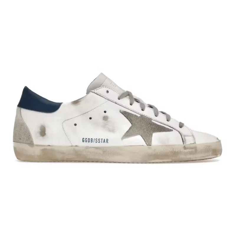 Golden Goose Super-Star White Royal Blue Grey Suede Patch