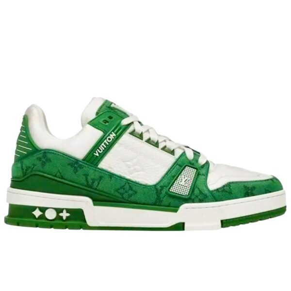 Louis Vuitton Trainer Green Monogram Denim White