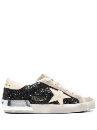 Golden Goose Stardan n black glitter with cream star and suede inserts