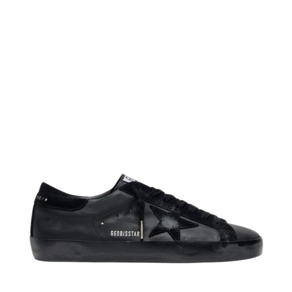 Golden Gosse Super-Star in black nappa with black suede star and heel tab