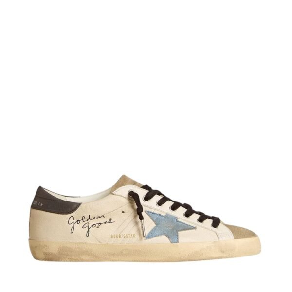 Golden Goose Super-Star in nappa leather with light blue suede star and gray leather heel tab